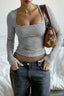 Striped Square Neck Long Sleeve Tee