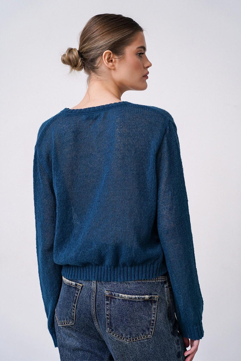 Relaxed Fit Knit Cardigan S / Navy blue