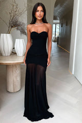 Sheer Mesh Off Shoulder Maxi Dress