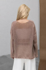 Openwork Round Neck Oversized Sweater