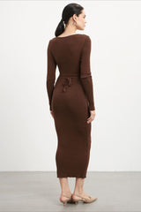 Deep V Hollow Out Knit Sweater Dress