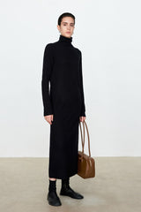 High Neck Flocked Slouchy Knit Dress