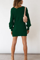 Cable Knit V Neck Bodycon Midi Dress