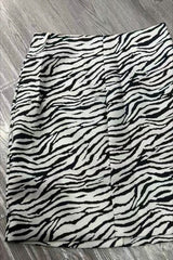 V Neck Zebra Print Two Piece Blazer Skirt Set