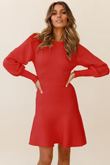Slim Fitted Knit Long Sleeve Sweater Dress