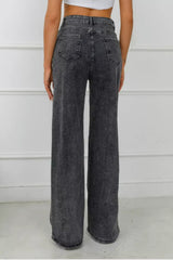 Grey Vintage High Waist Straight Jeans