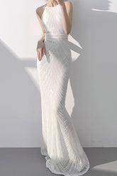 Halter Sequin Mermaid Maxi Dress