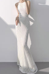 Halter Sequin Mermaid Maxi Dress