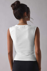 Deep V Ruched Sleeveless Tank Top