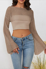 Mesh Cutout Knit Chic Cover Up Crop Top
