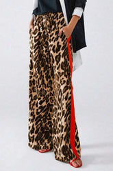 Chic Leopard Print Relaxed Wide Leg Pants