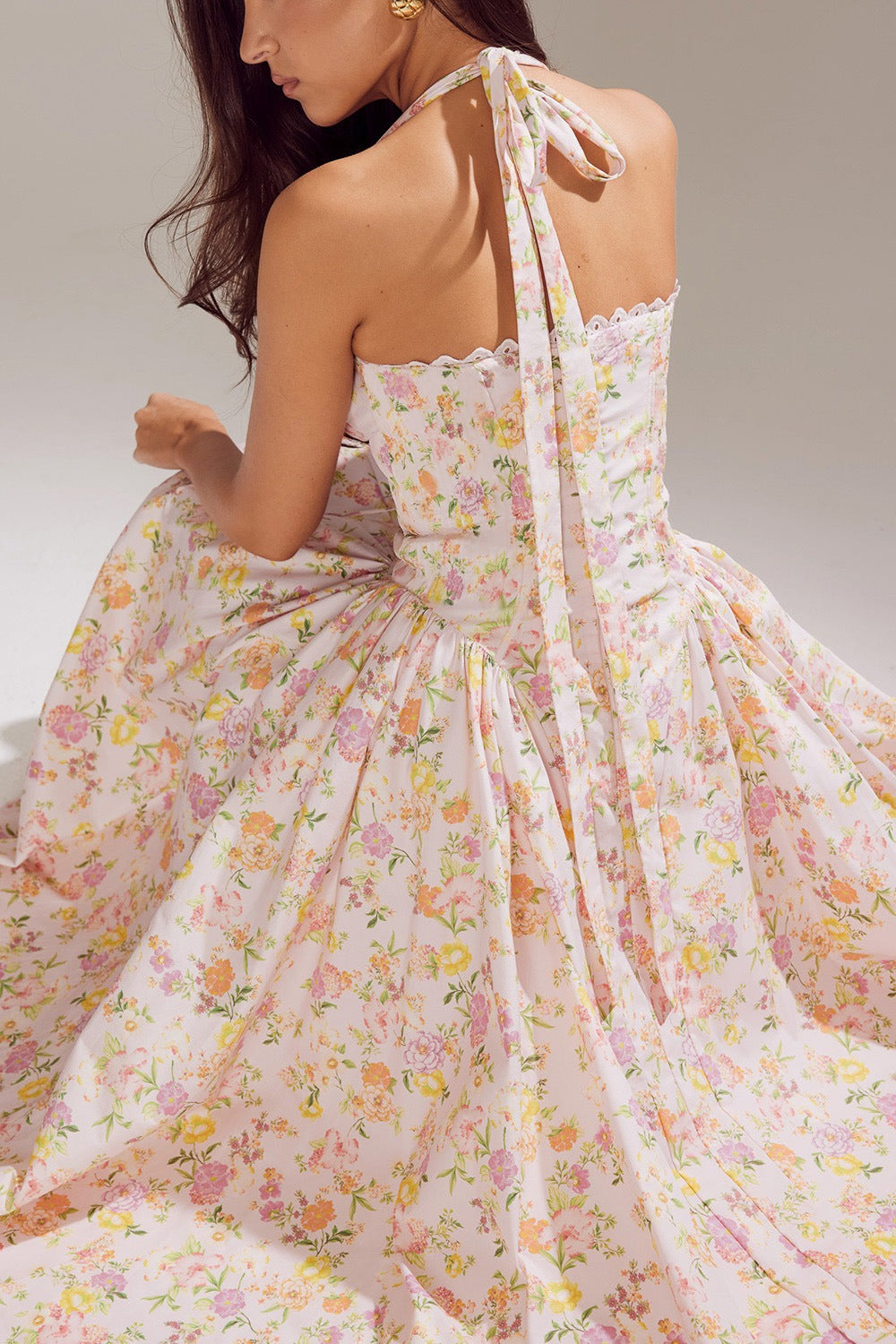 Halter Neck Slim Strap Floral Dress – FashionLaura