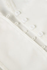 Lace Paneled V Neck Puff Short Sleeve Blouse