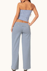 Striped Tube Top Crop Top Wide Leg Pants Set