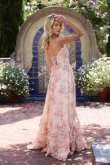 Elegant Floral Print Sleeveless Maxi Party Dress