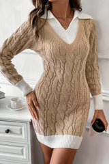 Colorblock Peter Pan Collar Sweater Dress