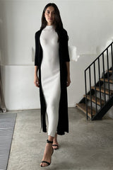 Sleeveless Turtleneck Knit Sweater Dress