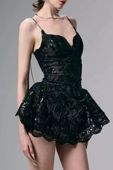 Lace Spaghetti Strap Mini Dress