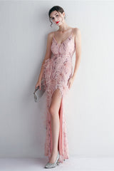 Intricate Beadwork Figure Hugging Gown Formal Dress