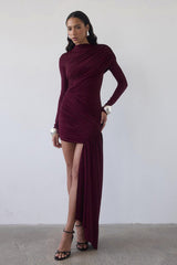 Ruched Asymmetric Ribbon Slim Mini Dress