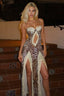 Lace Slit Spaghetti Strap Leopard Print Maxi Dress