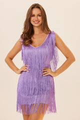 Plus Size Sleeveless Tassel Mini Dress