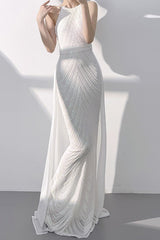 Halter Sequin Mermaid Maxi Dress