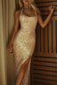 Gold Sequin Split Party Dress S / Gold