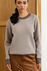 Relaxed Fit Herringbone Knit Sweater