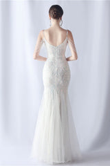 Beaded Mesh Cocktail Maxi Dress