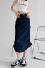 A-Line Gray Vintage Cargo High Slit Skirt