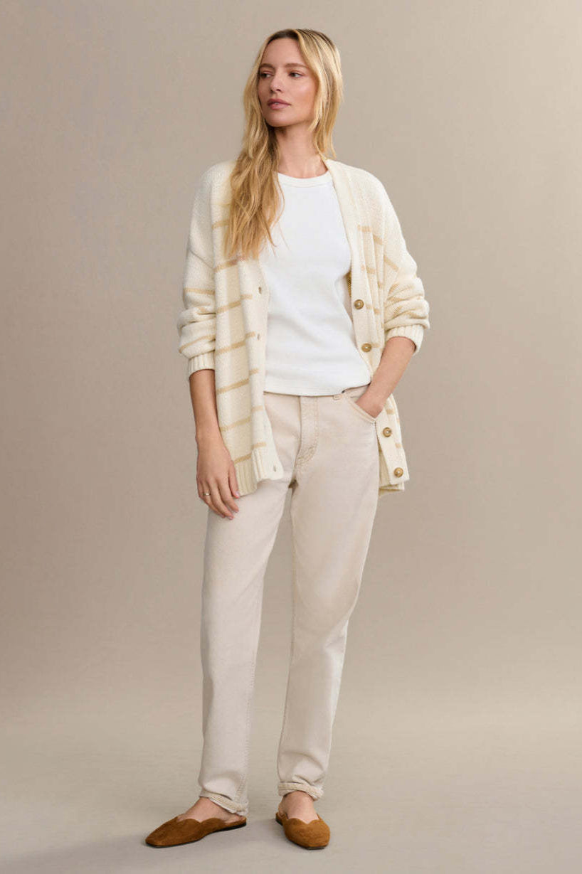 V Neck Striped Cotton Sweater