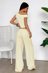 Textured Asymmetrical Tank Top Wide Leg Pants Set