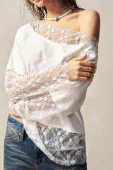 Bohemian Asymmetrical Lace Long Sleeve Tee