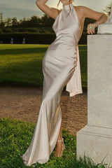 Sexy Satin Backless Sleeveless Party Dress