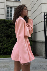 Mini Skirt with Lapel Blazer Two Piece Set