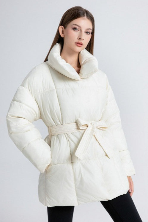 Longline Design Puffer Jacket M / White