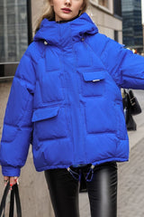Cropped Insulated Cargo Puffer Jacket