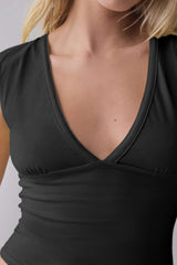 Deep V Ruched Sleeveless Tank Top