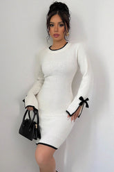 Color-Block Long Sleeve Knit Slim Sweater Dress