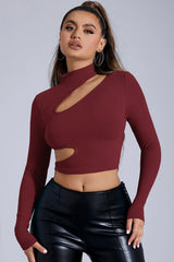 Bodycon Mock Neck Long Sleeve Crop Top
