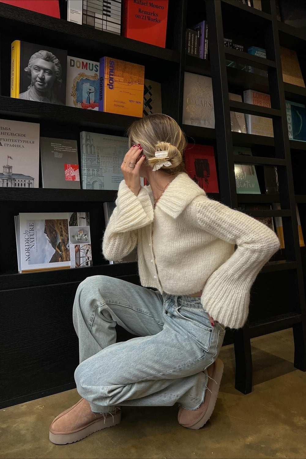 Ruffled Collar Flare Sleeve Knit Sweater