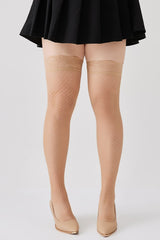 Lace Trim Silicone Grip Fishnet Thigh-High Stockings