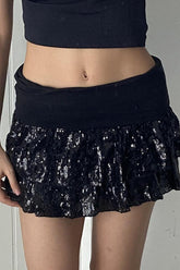 Sequin Paneled Tiered Bodycon Mini Skirt