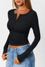 Button-Detail Bodycon Knit Top