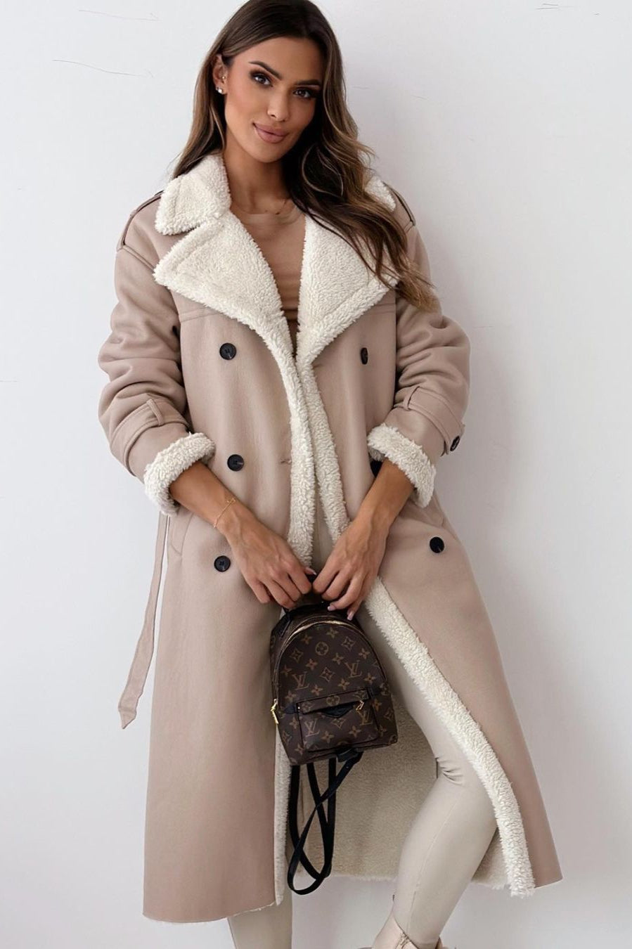 Reversible Fleece Stand Collar Coat Apricot / S coats