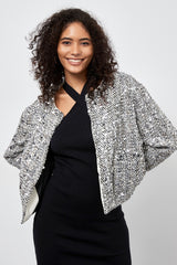 Sequin Crew Neck Long Sleeve Jacket