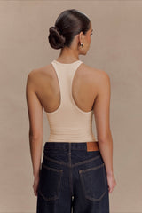 Metal Trim Halter Cutout Chic Tank Top