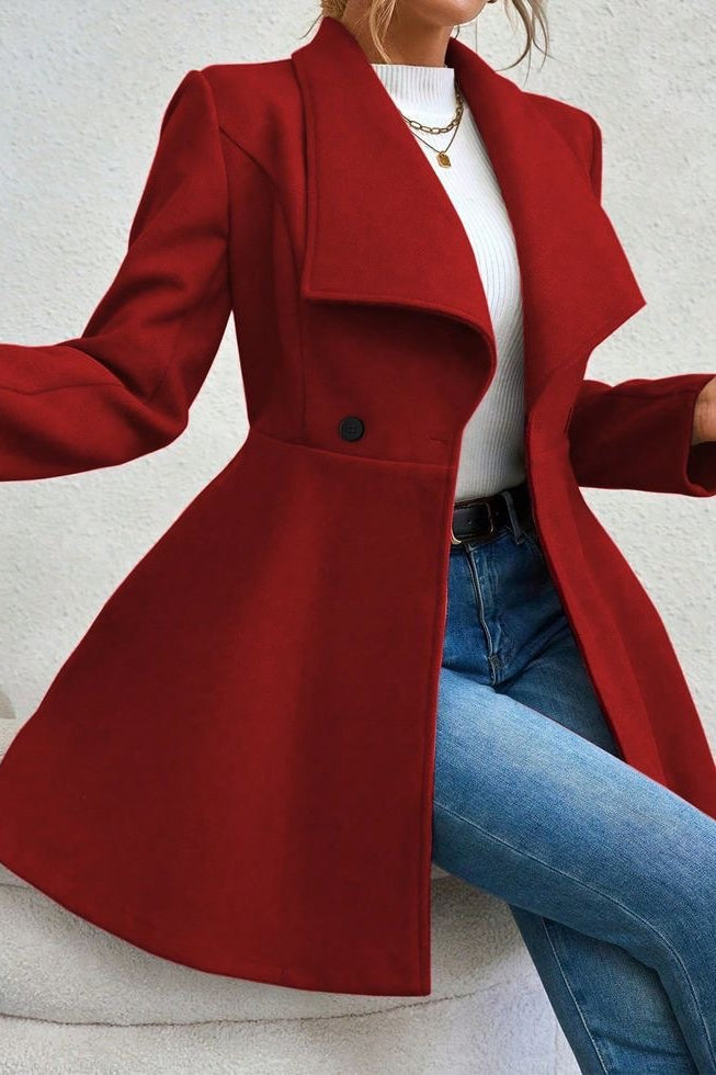 Belted Wool Long Coat Red / S coats