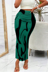 Zebra Print High Waist Bodycon Mermaid Maxi Skirt